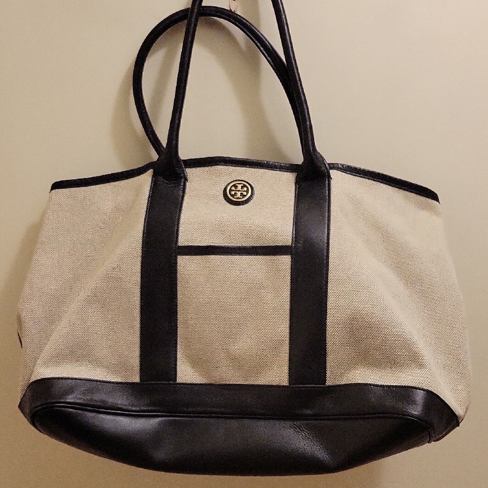 Tory Burch Black and Tan Women's Tote Bag